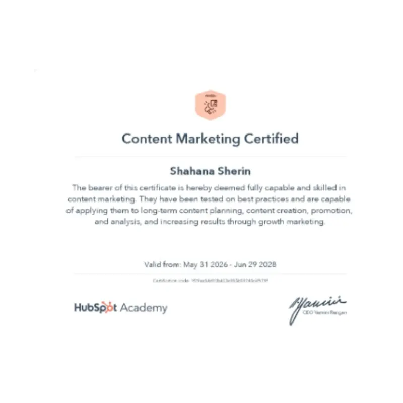 hubspot certified freelance brand consultant in calicut